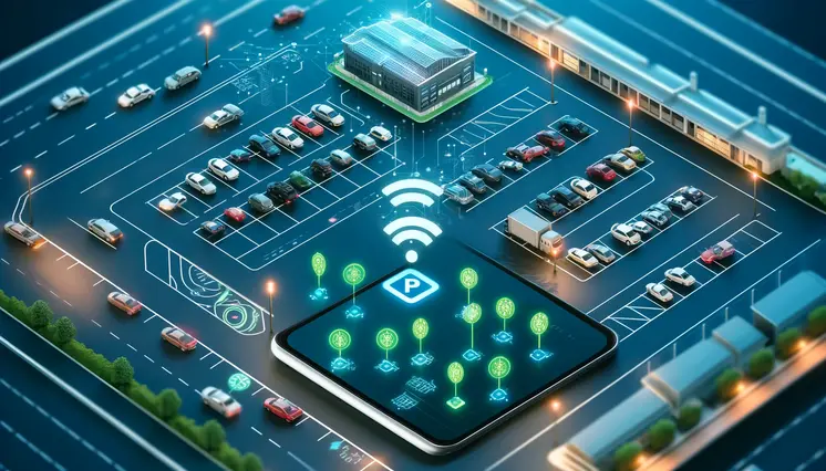 Parking lot visualisation of how to use parking sensors and middleware for valuable smart car park monitoring.